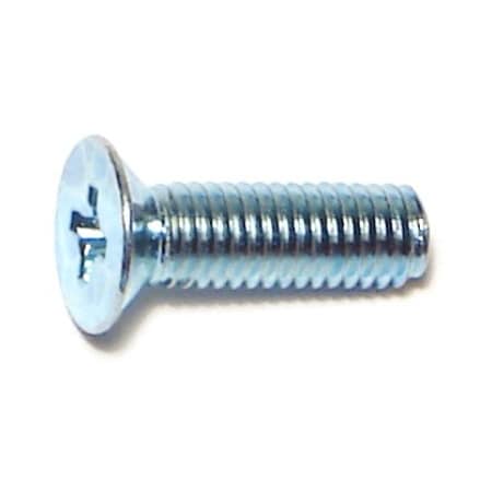 M5-0.80 X 16 Mm Phillips Flat Machine Screw, Zinc Plated Steel, 50 PK